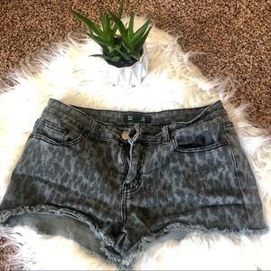 Forever 21 Denim Leopard Print Shorts